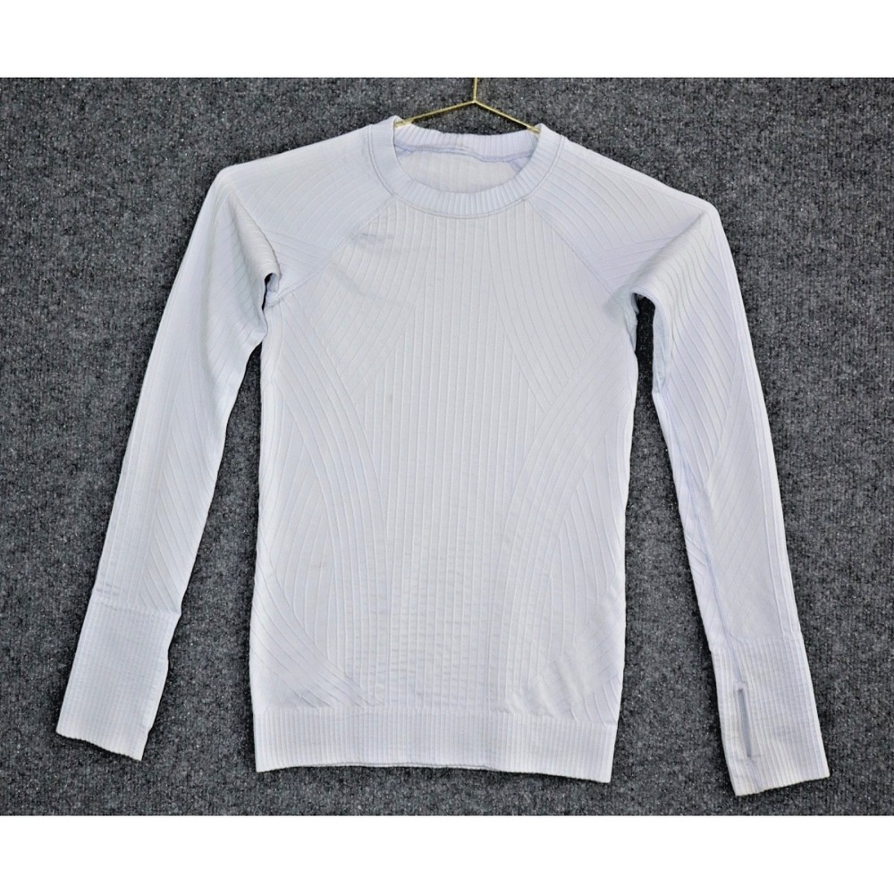 Lululemon Shirt Women 4 Gray Blue Rest Less Slim Long Sleeve Athleisure EUC